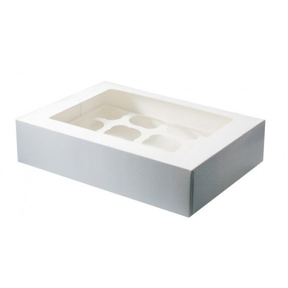 12 Hole Cupcake Box - White
