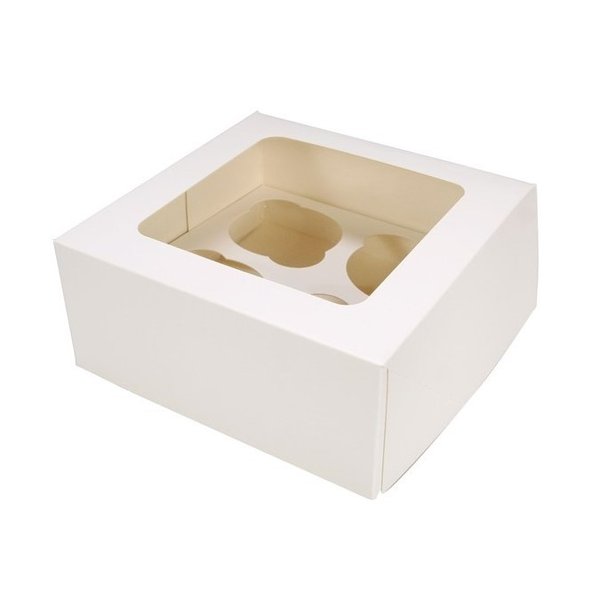 4 Hole Cupcake Box - White