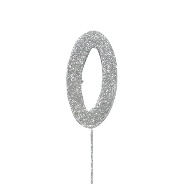 0 Glitter Number Pic Topper - Silver