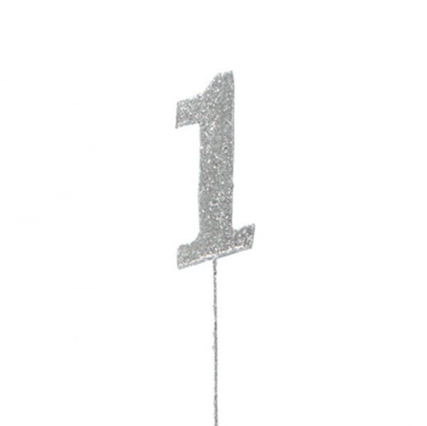 Glitter Topper - 1 Number Pic - Silver