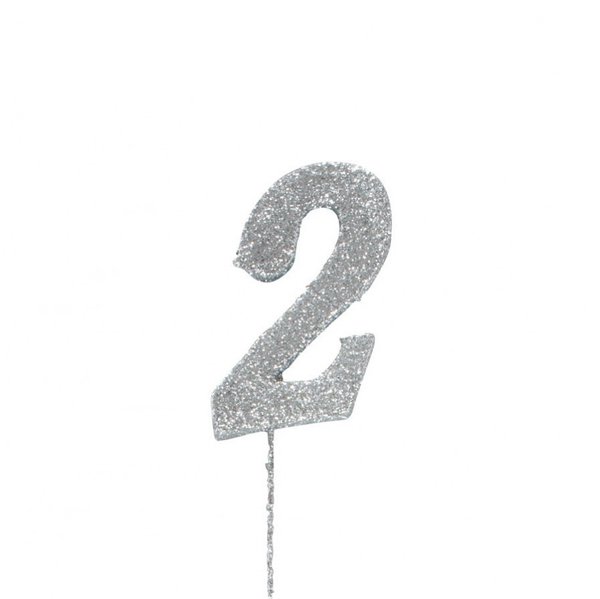 Glitter Topper - 2 Number Pic - Silver