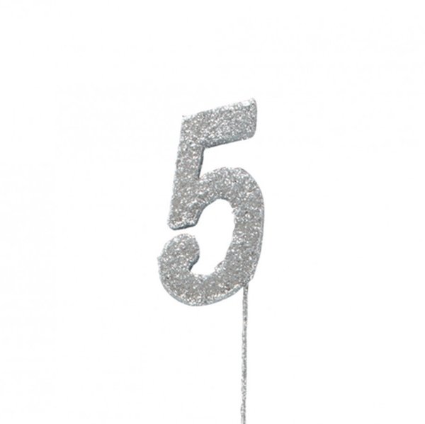 Glitter Topper - 5 Number Pic - Silver