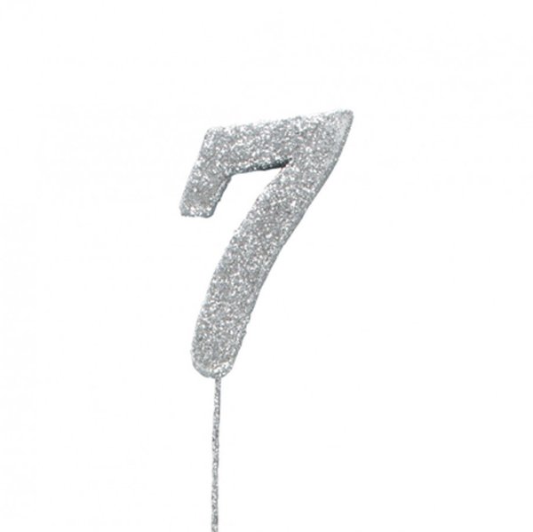 7 Glitter Number Pic Topper - Silver