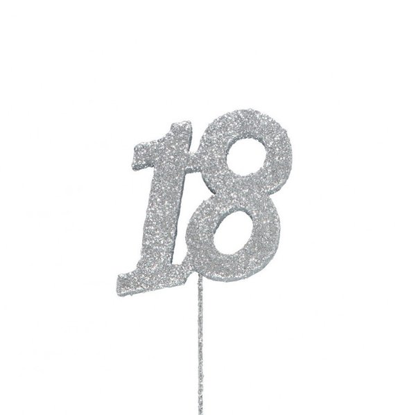 Glitter Topper - 18 Number Pic - Silver
