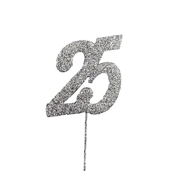 Glitter Topper - 25 Number Pic - Silver