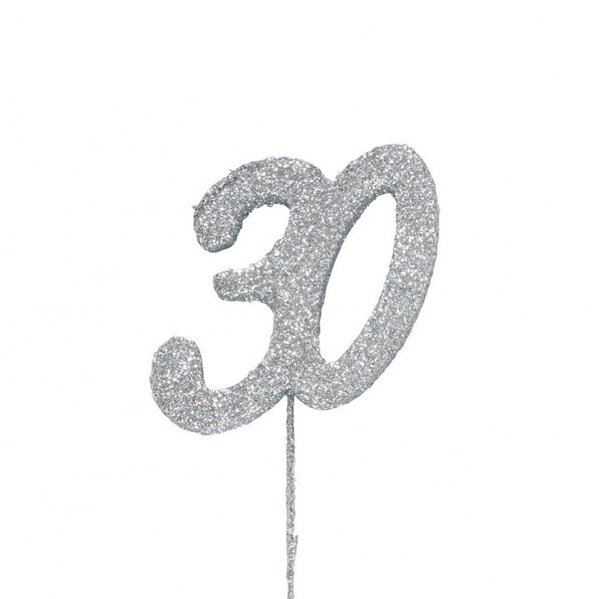 Glitter Topper - 30 Number Pic - Silver