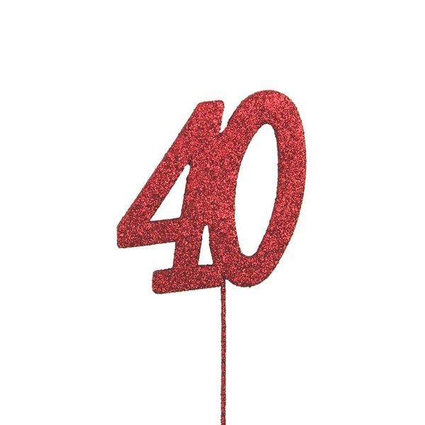 Glitter Topper - 40 Number Pic - Red