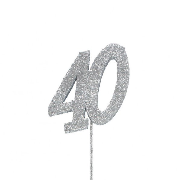 Glitter Topper - 40 Number Pic - Silver