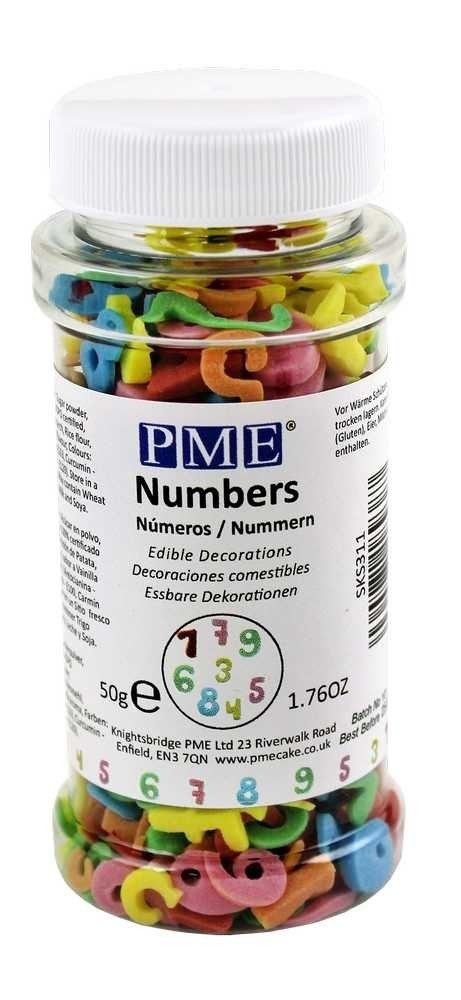 PME - Edible Sugar Numbers - Multicoloured