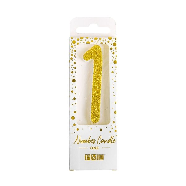 PME - Gold Glitter Number Candle 1