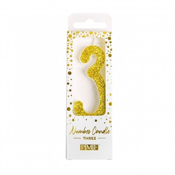 PME - Gold Glitter Number Candle 3