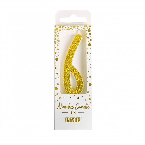 PME - Gold Glitter Number Candle 6