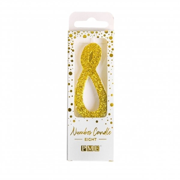 PME - Gold Glitter Number Candle 8