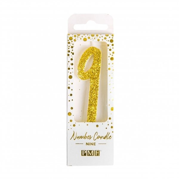PME - Gold Glitter Number Candle 9