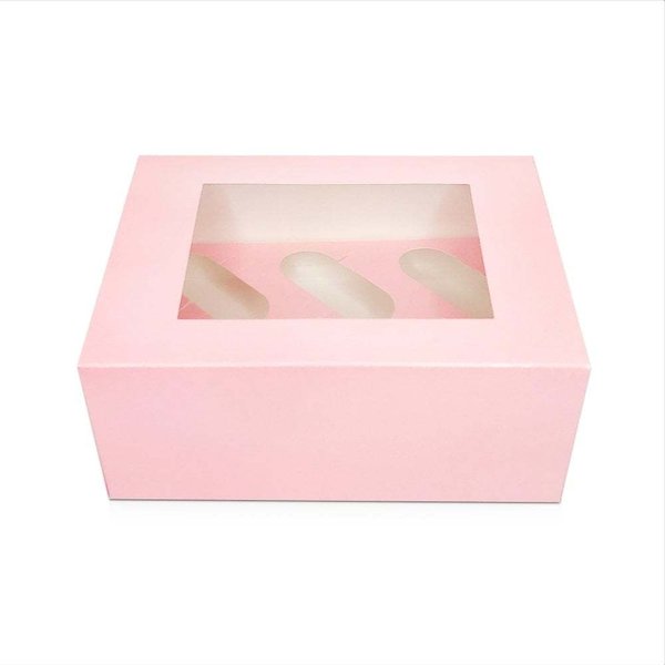 6 Hole Cupcake Box - 4 inch Deep Luxury Baby Pink