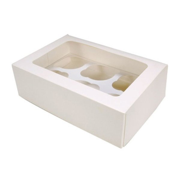 6 Hole Cupcake Box - White (With window) x 25