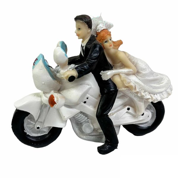 Wedding Topper - Bride & Groom - On Motorbike