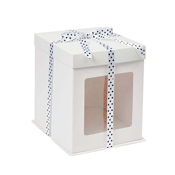Box - 8” Tall with Lid with Window - White