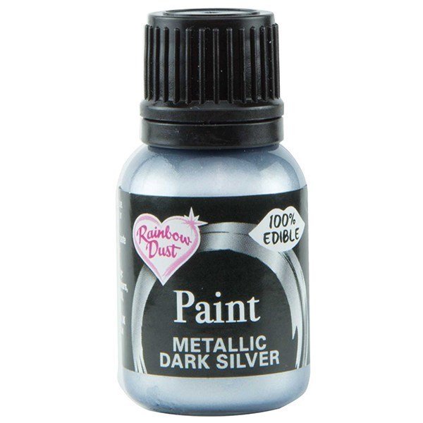 Rainbow Dust – Edible Metallic Food Paint - Dark Silver (Reduced February 2024)